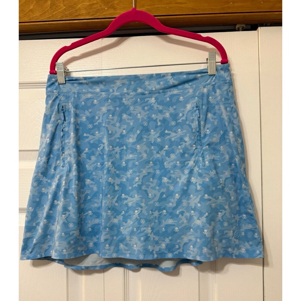 G/FORE Women’s Blue Camo Golf Skort Size M Athletic Zip Pockets Logo
